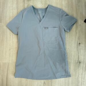 FIGS Caterina One Pocket Scrub Top Light Grey Size XXS